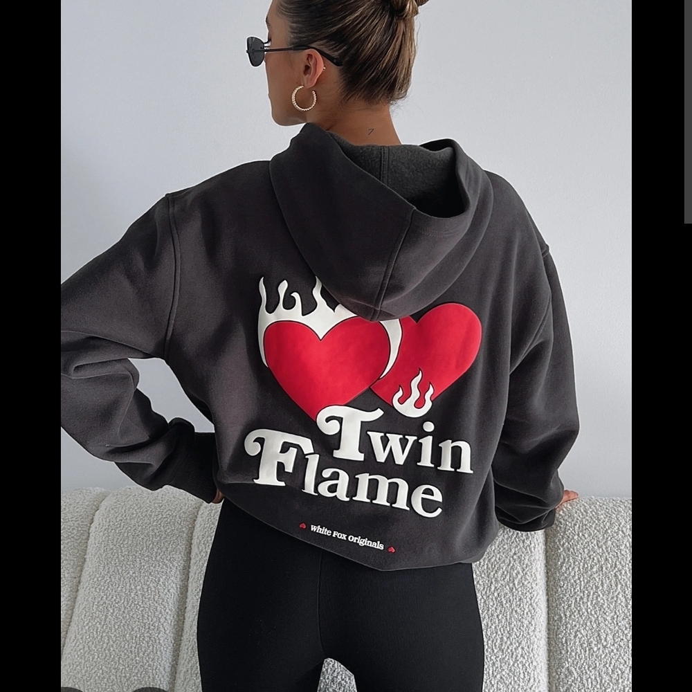 Twin Flame Hoodie with Red Heart Design